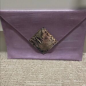 Elegant Purple Clutch with Snakeskin Accent